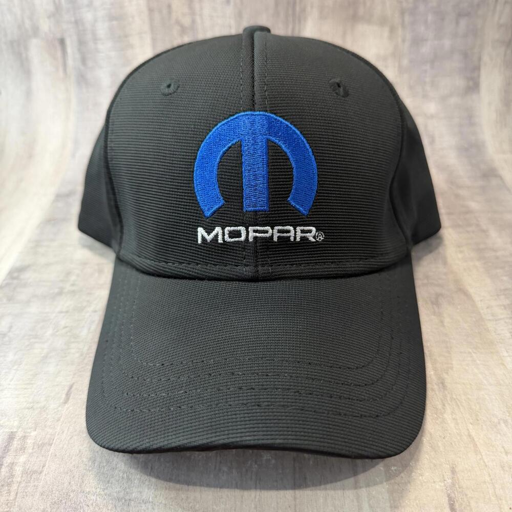 Mopar Embroidered Black Hat HeadWear Adjustable Hook & Loop Baseball Cap NWOT